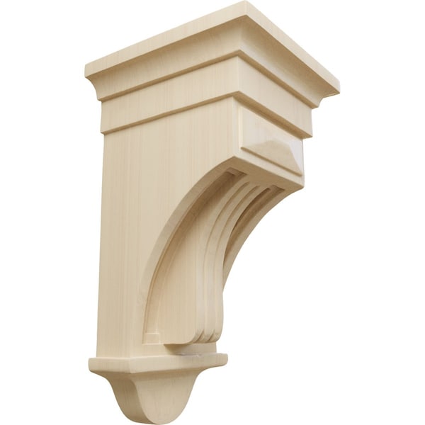 Ekena Millwork 6 1/2"W x 6 1/2"D x 12"H Raised Fluting Corbel, Rubberwood COR06X06X12RARW - main